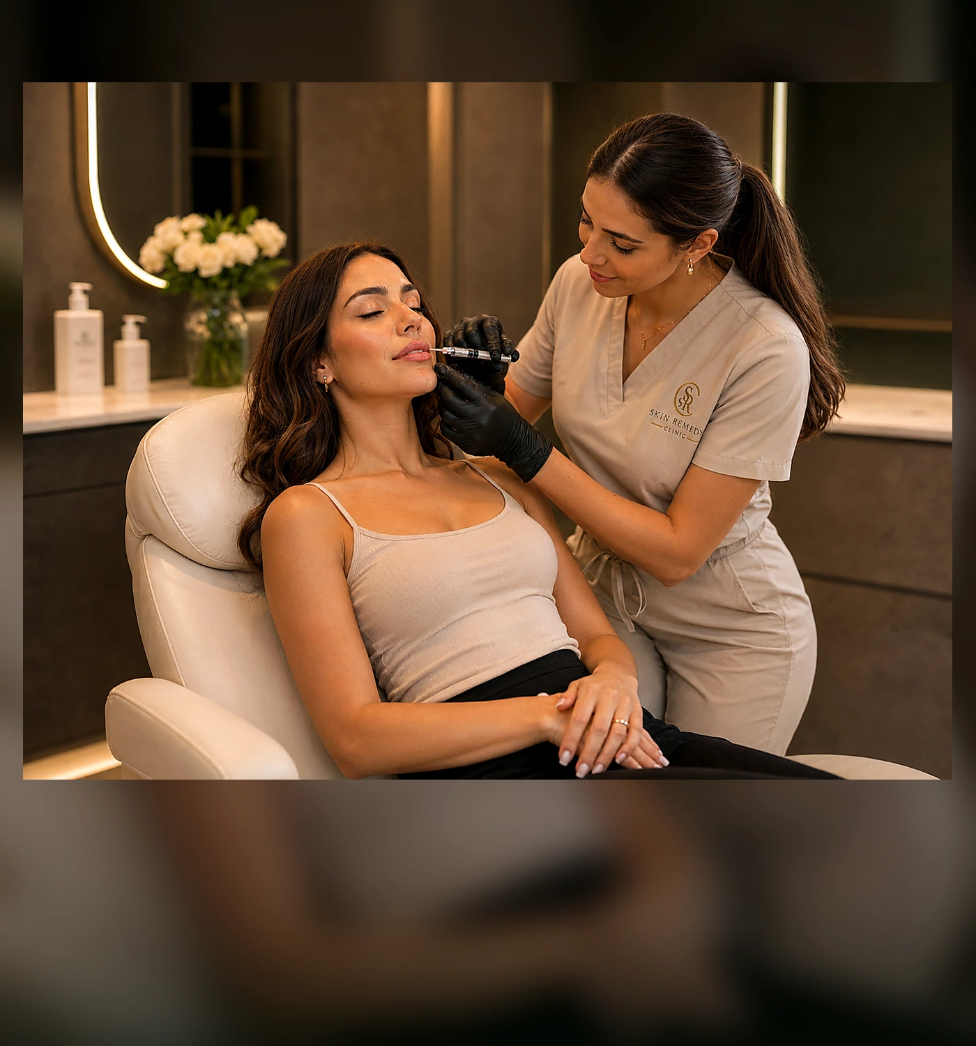 Natural-looking lip filler consultation pathway in a premium clinic setting
