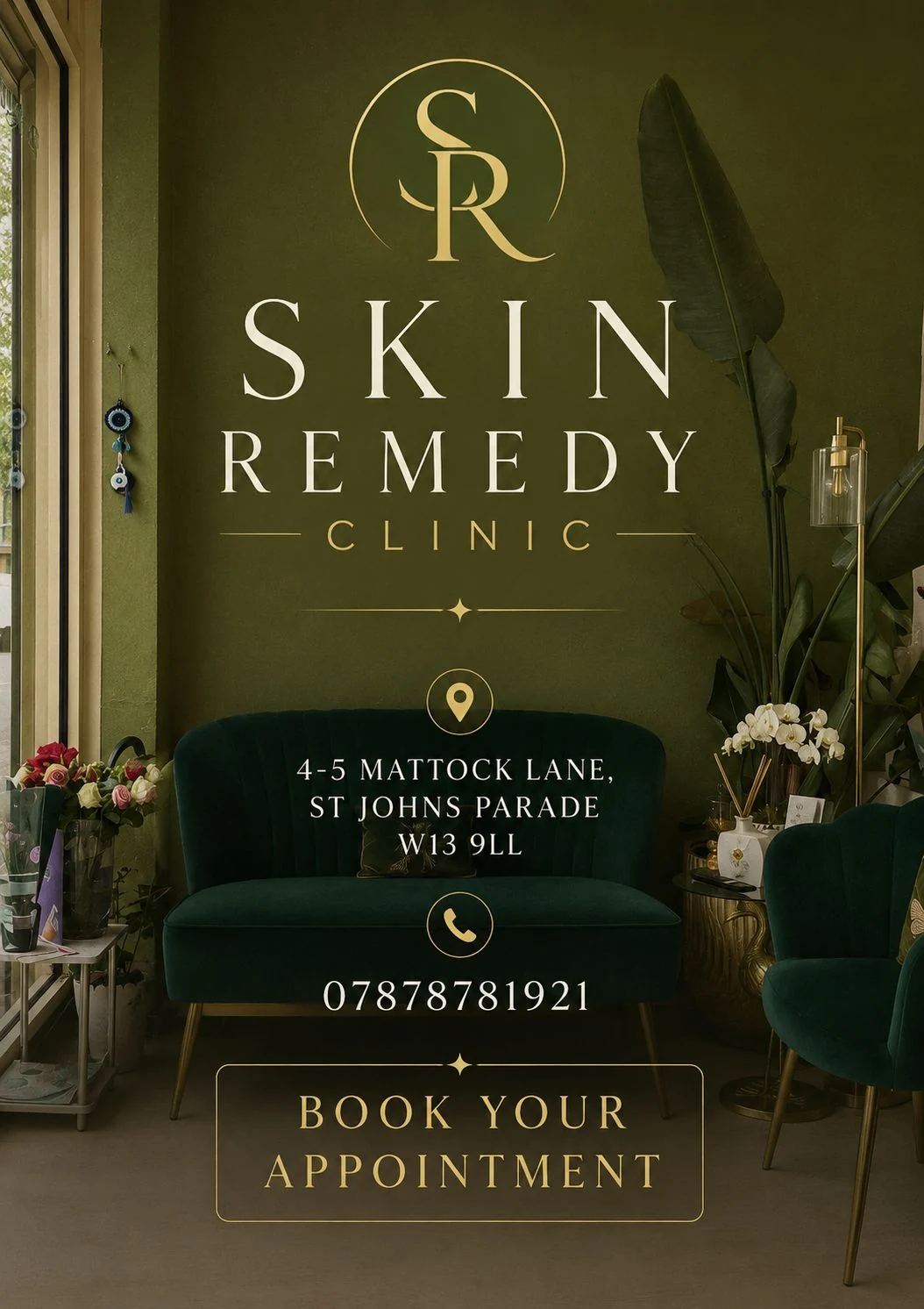 Skin Remedy Clinic London branding and clinic environment